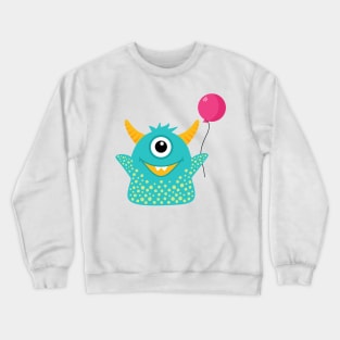 Cute Little Monster with Balloon Crewneck Sweatshirt